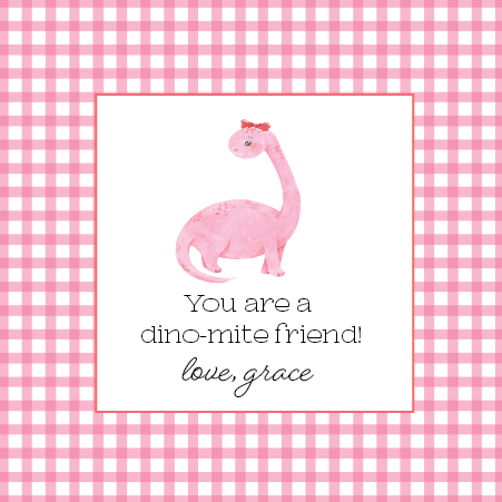 Gift Tag or Sticker | Valentine Pink Dino-Mite!
