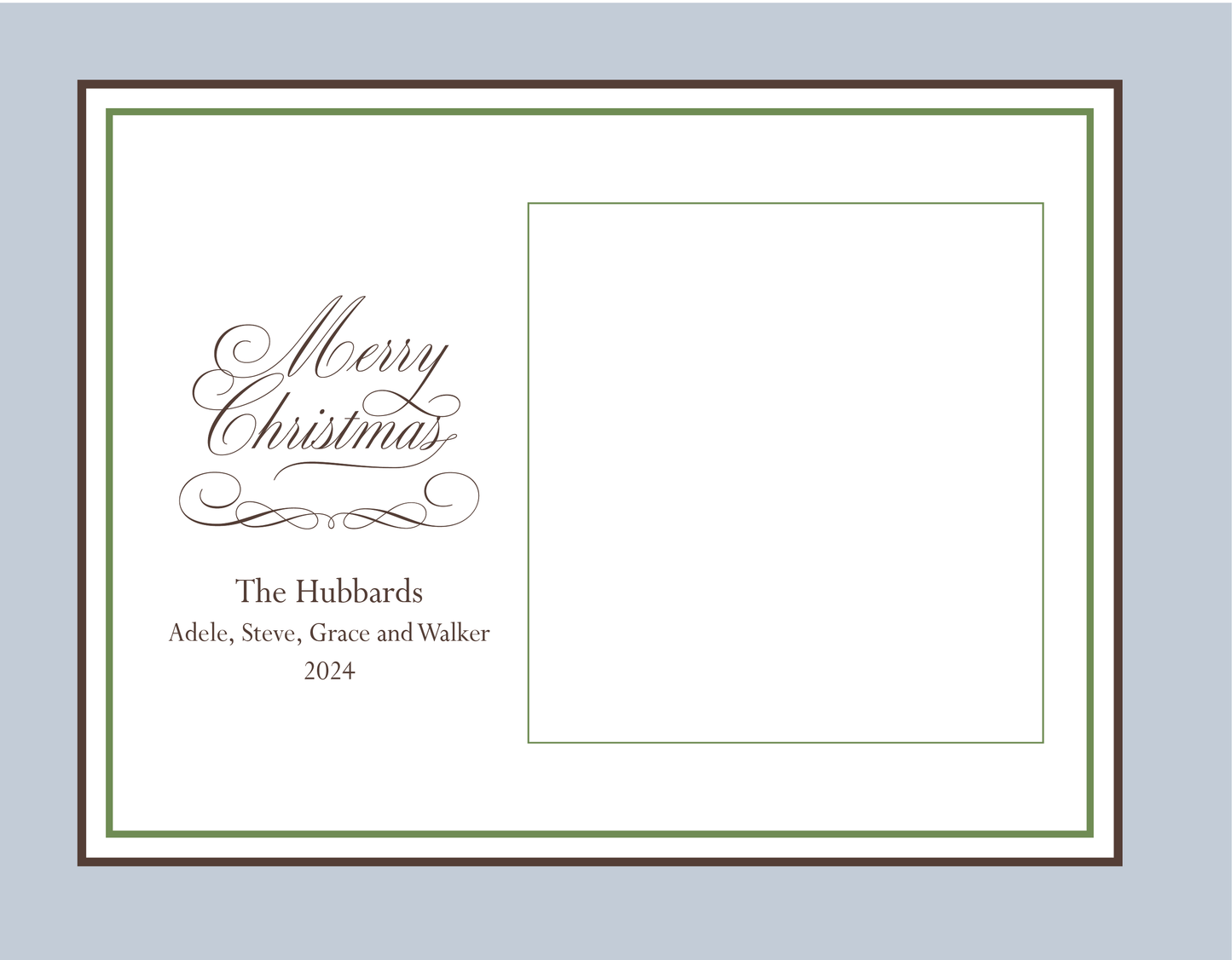 Holiday Photo Card | (Horizontal) Green and Brown Plaid