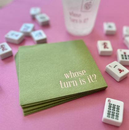 MahJongg Napkins   |   Whose turn is it?   (Green/Pink)
