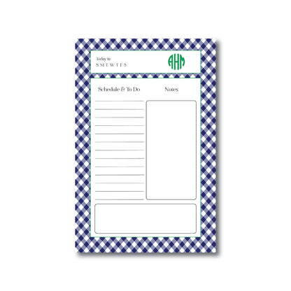 Daily Planner Pad   |   Navy Gingham & Green