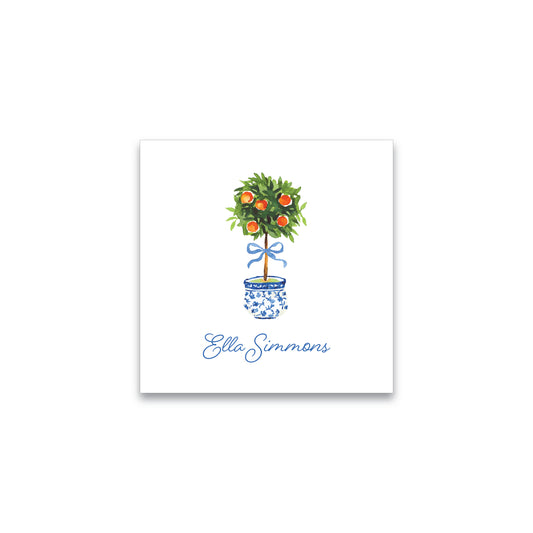 Gift Tag or Sticker or Bag Tag    |    Blue Topiary