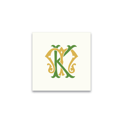 Gift Tag or Sticker    |   2-Letter Monogram in Script (Two Colors)