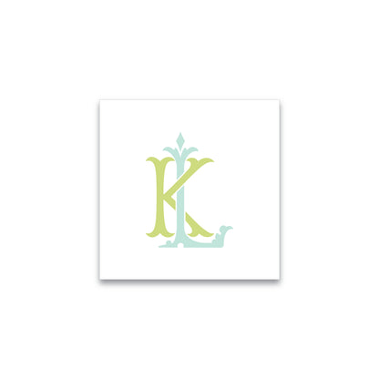 Gift Tag or Sticker    |   2-Letter Monogram in Script (Two Colors)