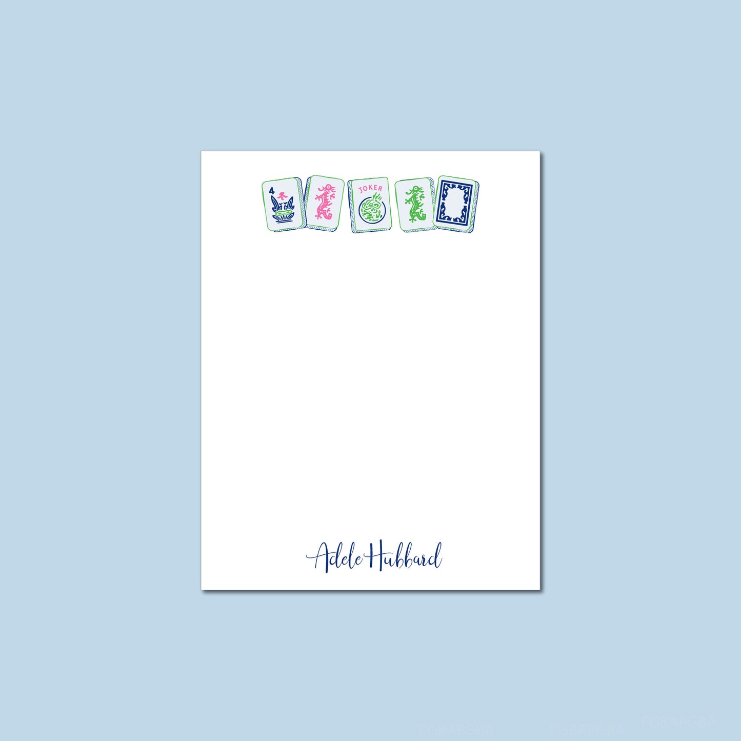 Personalized Notepad   |   Blue Tiles  |   Mah Jongg