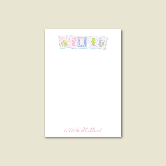 Personalized Notepad   |   Pastel Pink Tiles  |   Mah Jongg