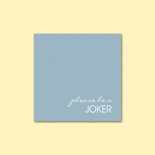 Mah Jongg Napkins   |   Linen-Like Please Be a Joker  (Light Blue and White)