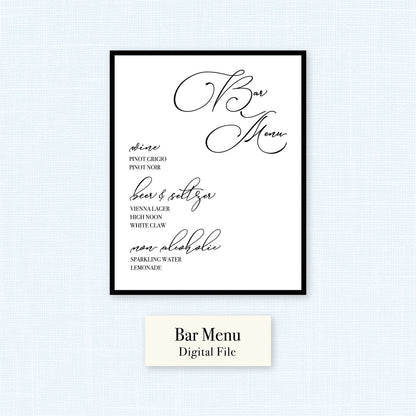 Wedding   |    Holly Collection    |    Bar Menu (PDF File for you to print)