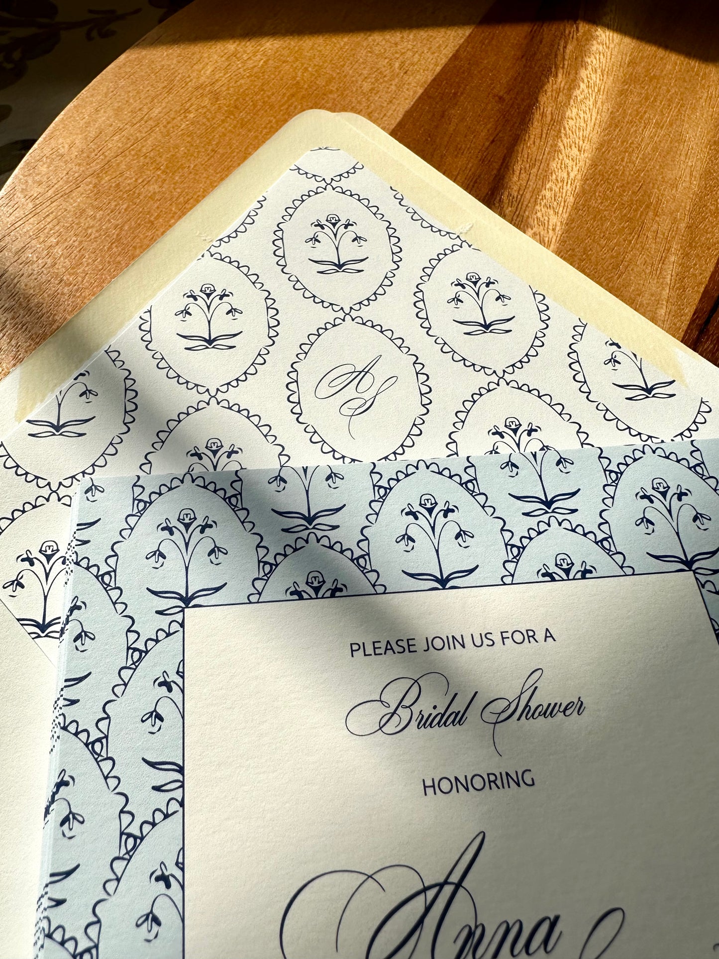 Wedding    |    Bridal Shower   |   Navy and Light Blue Scallop Pattern