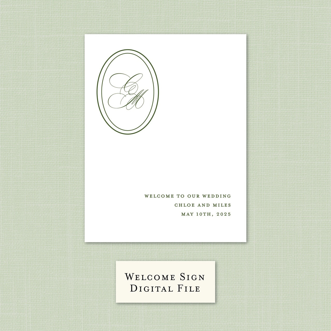 Wedding    |    Oval Initials    |    Welcome Sign (PDF File)