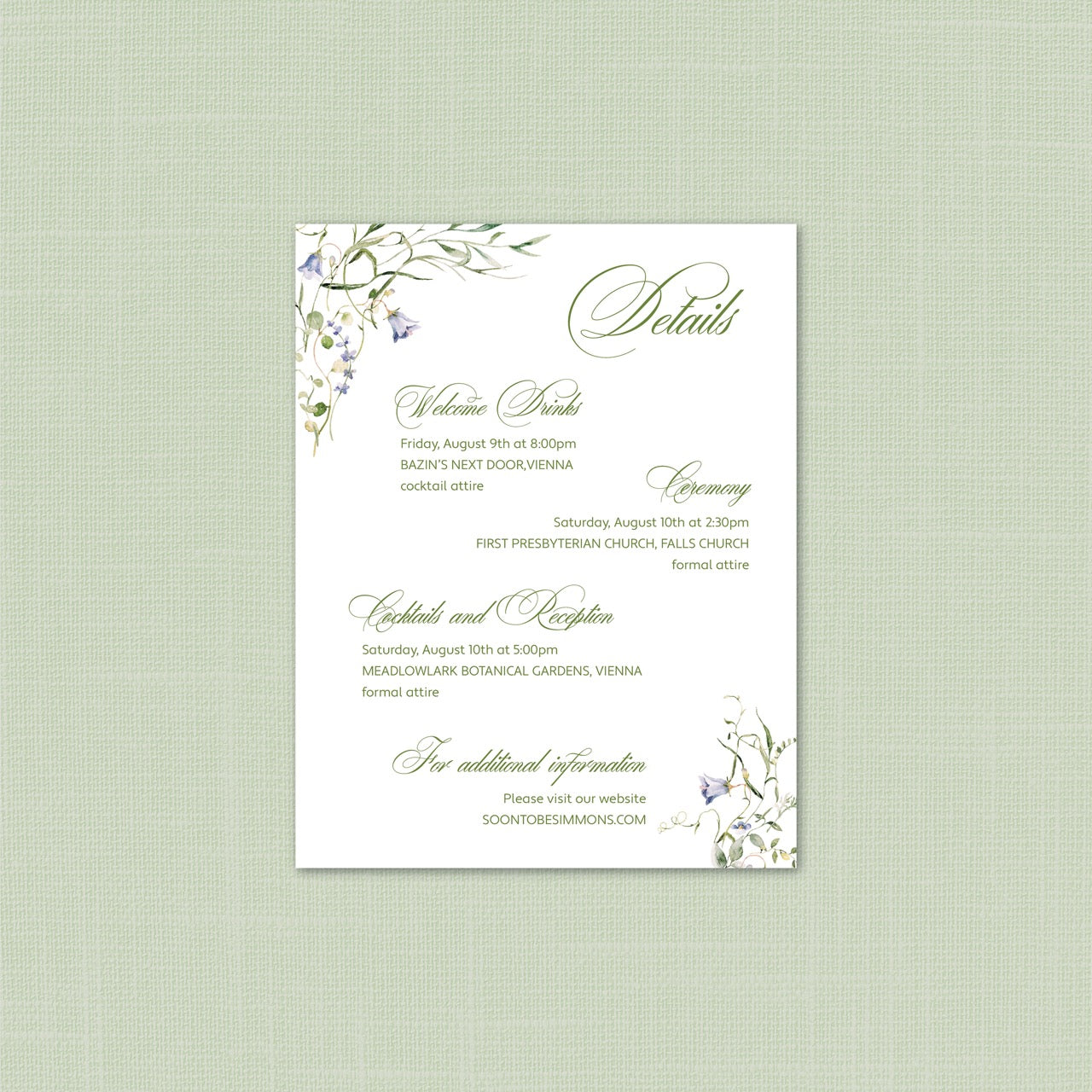 Wedding   |    Wildflower Collection    |    Details Card