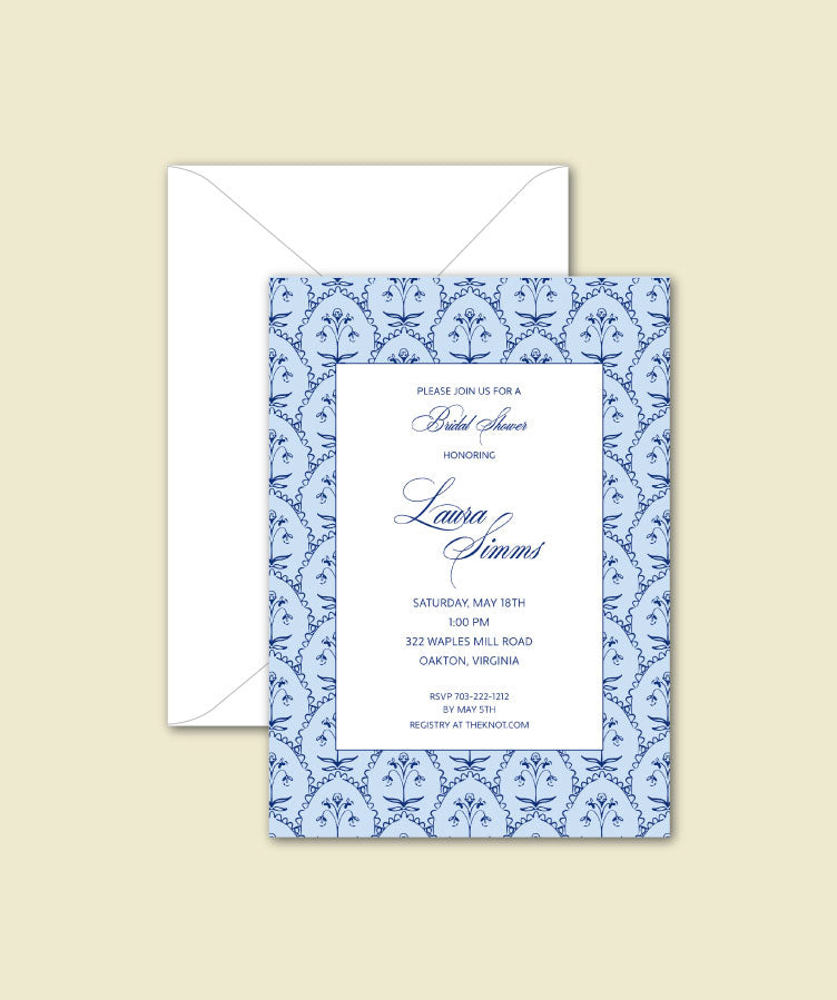Wedding    |    Bridal Shower   |   Navy and Light Blue Scallop Pattern