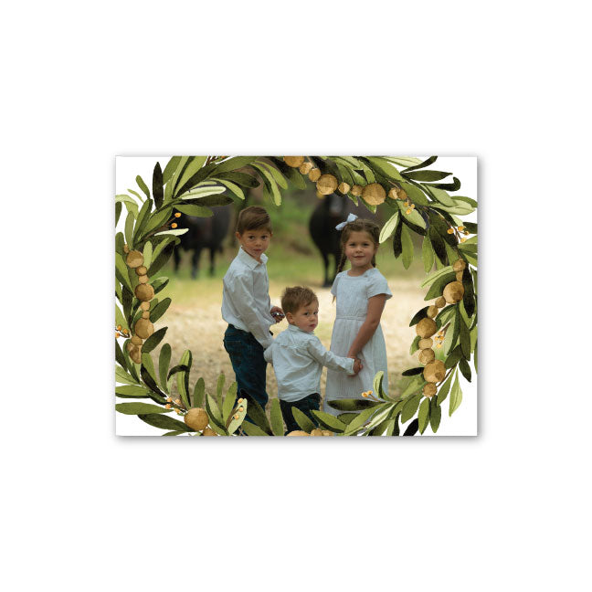 Holiday Photo Card    |    Gold Bead Wreath