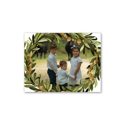 Holiday Photo Card    |    Gold Bead Wreath