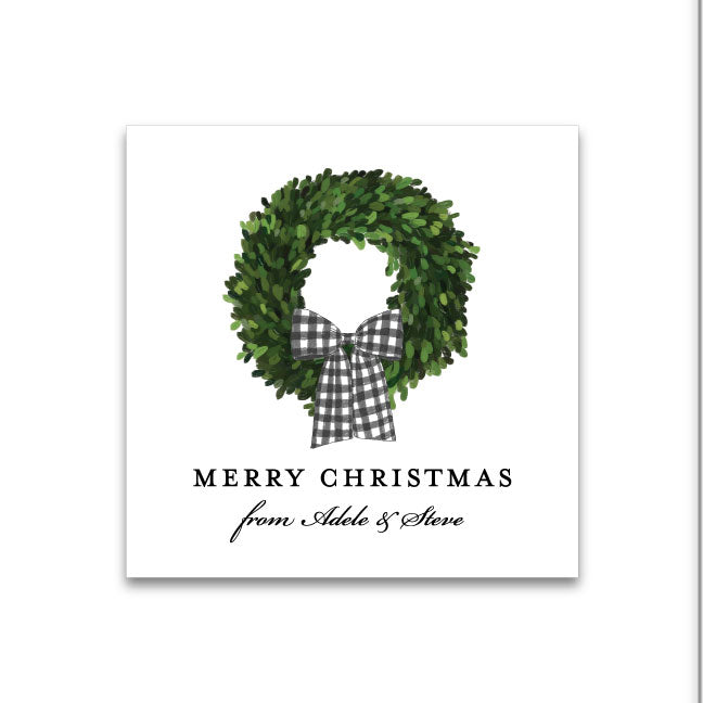 Holiday Gift Tag or Sticker   |     Black & White Gingham Bow