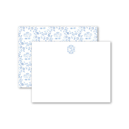 Flat Notecard    |     Blue Block Print Monogram