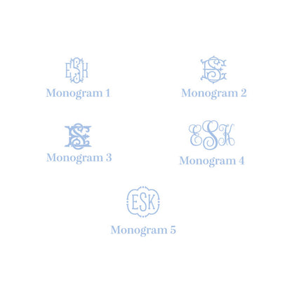 Flat Notecard    |     Blue Block Print Monogram