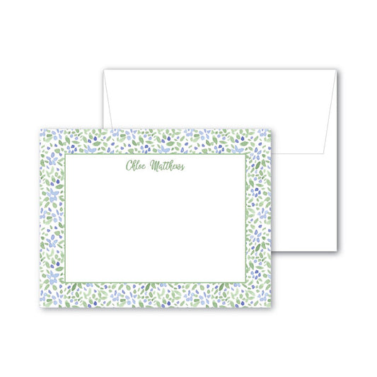 Flat Notecard    |     Abstract Floral (Blue & Green)