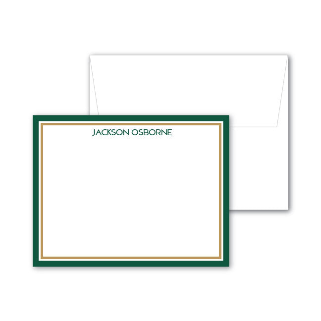 Flat Notecard   |   Green and Gold Border