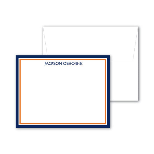 Flat Notecard   |   Orange and Navy Border