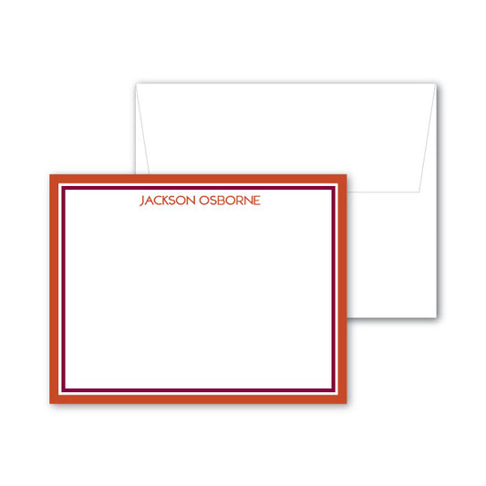 Flat Notecard   |   Orange and Maroon Border