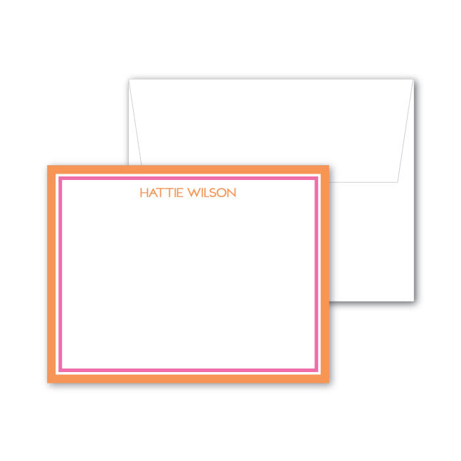 Flat Notecard   |   Pink and Orange Border
