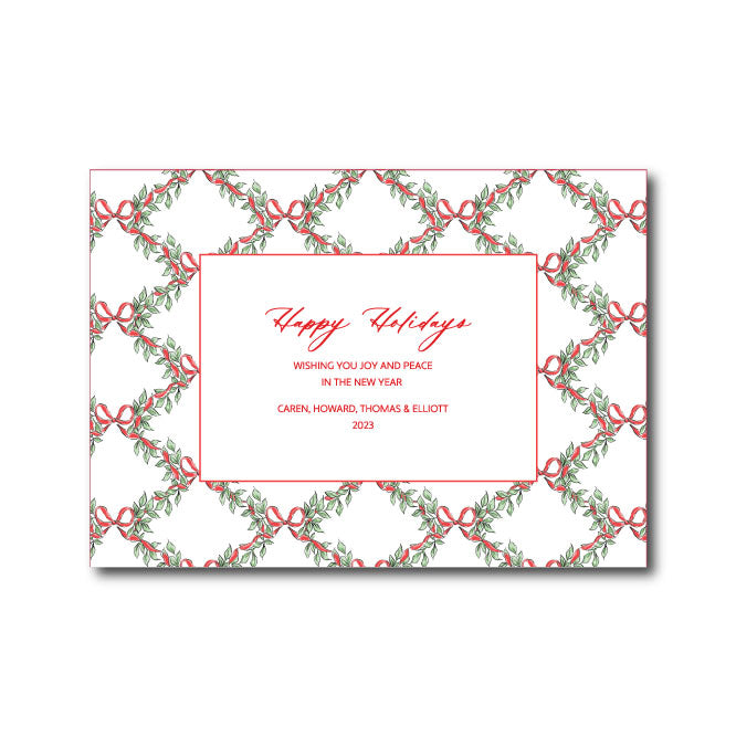 Holiday Photo Card    |    Garland with Red Ribbon Bow
