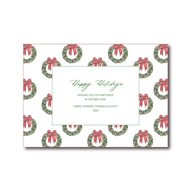 Holiday Photo Card    |    Red Bow Wreath