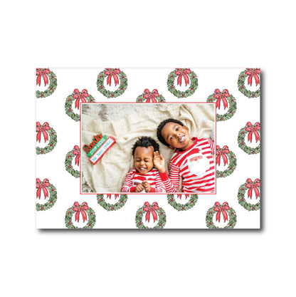 Holiday Photo Card    |    Red Bow Wreath