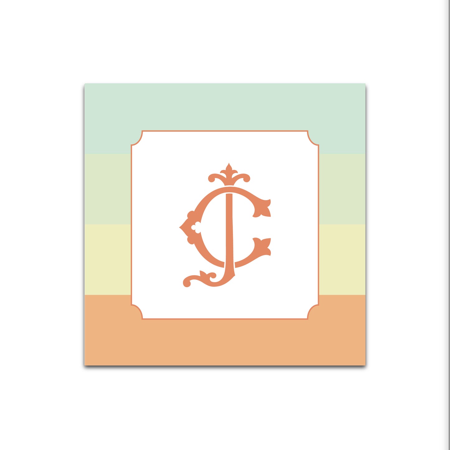 Gift Tag   |    Sticker   |   Bold Stripes with Duogram (Corals & Greens)