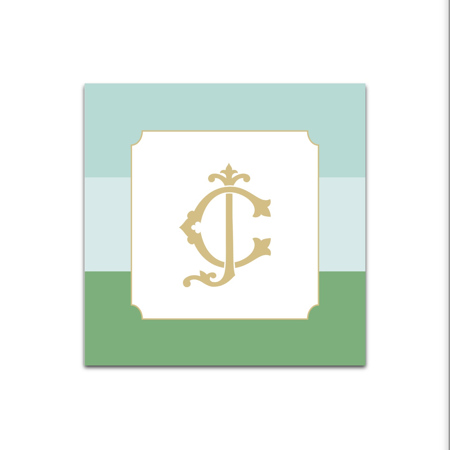 Gift Tag   |    Sticker   |   Bold Stripes with Duogram (Greens & Gold)