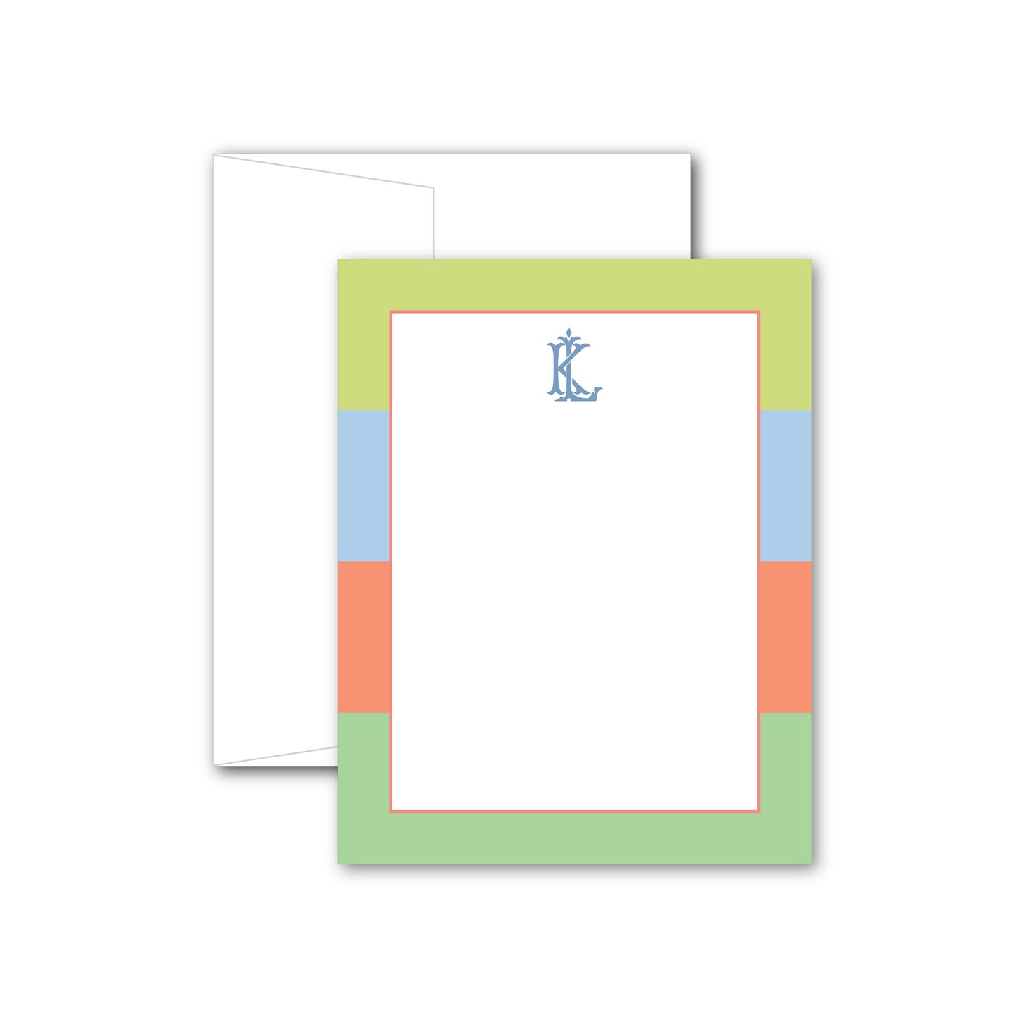Flat Notecard    |     Bold Stripes with Duogram (Summer Colors)