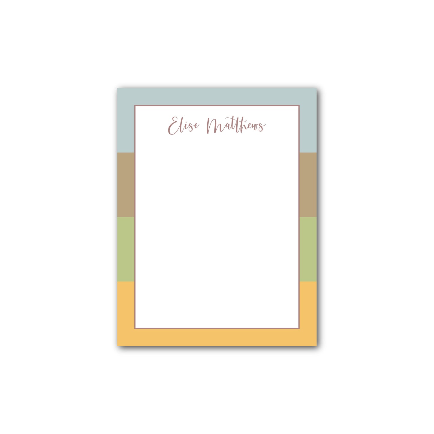 Flat Notecard    |     Bold Stripes with Duogram (Blue/Brown/Green/Gold)