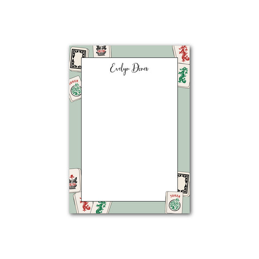 Personalized Notepad   |   Green Tile Border |   Mah Jongg