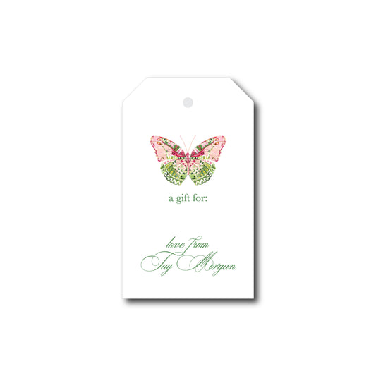 Gift Tag   |   Pink & Green Butterfly