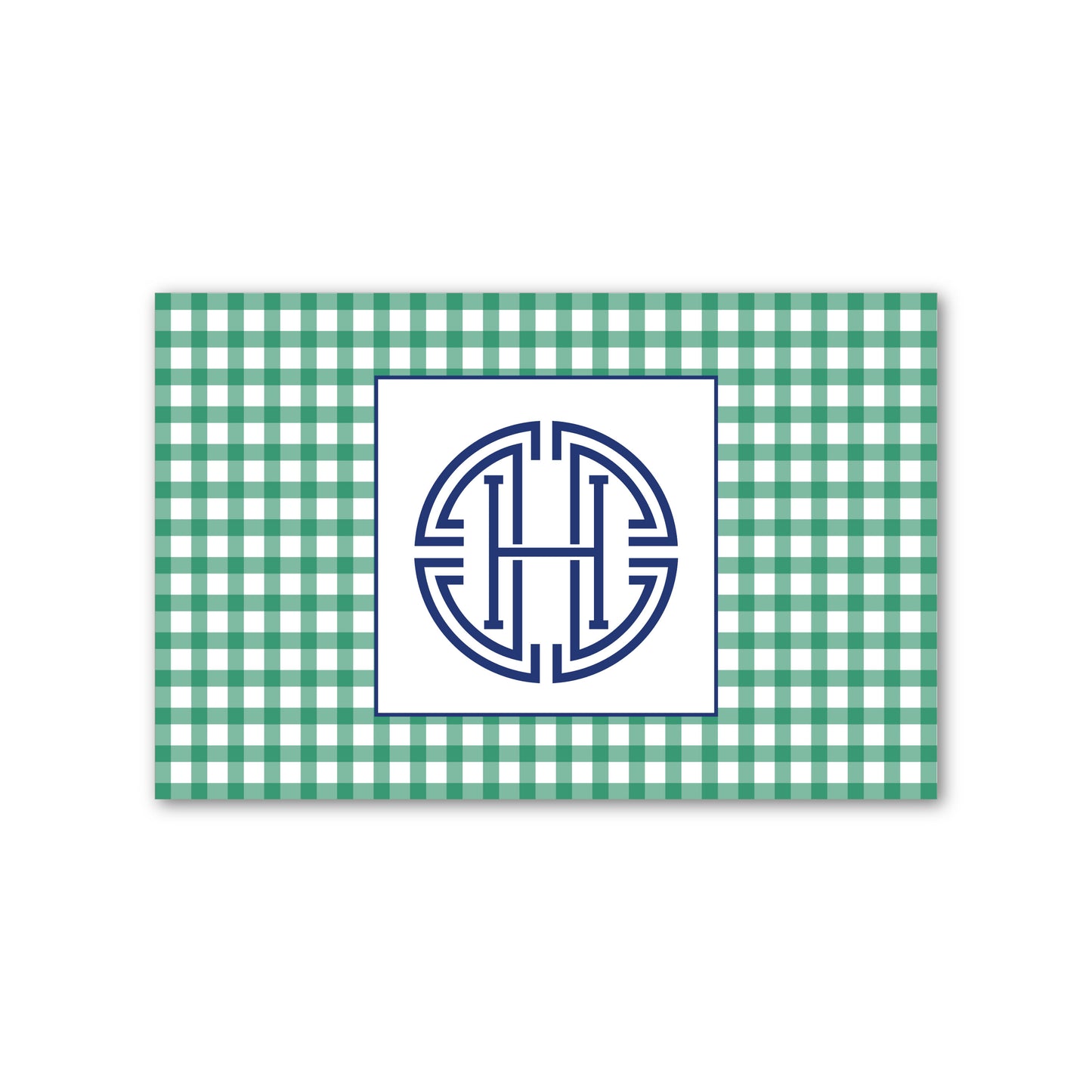Laminated Placemat   |   Green Gingham with Navy Monogram