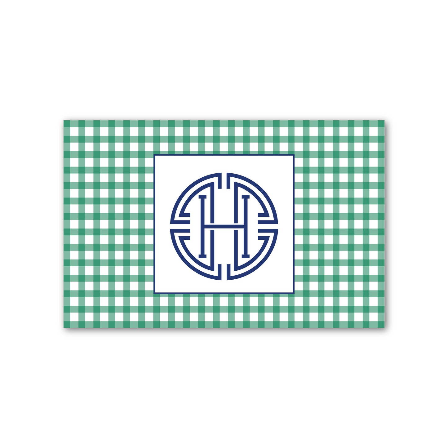 Laminated Placemat   |   Green Gingham with Navy Monogram