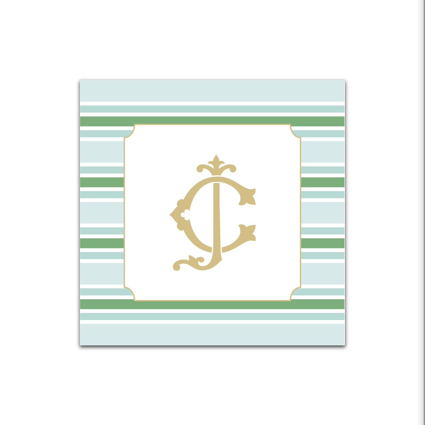 Gift Tag   |    Sticker   |   Mini Stripes with Duogram (Greens & Gold)