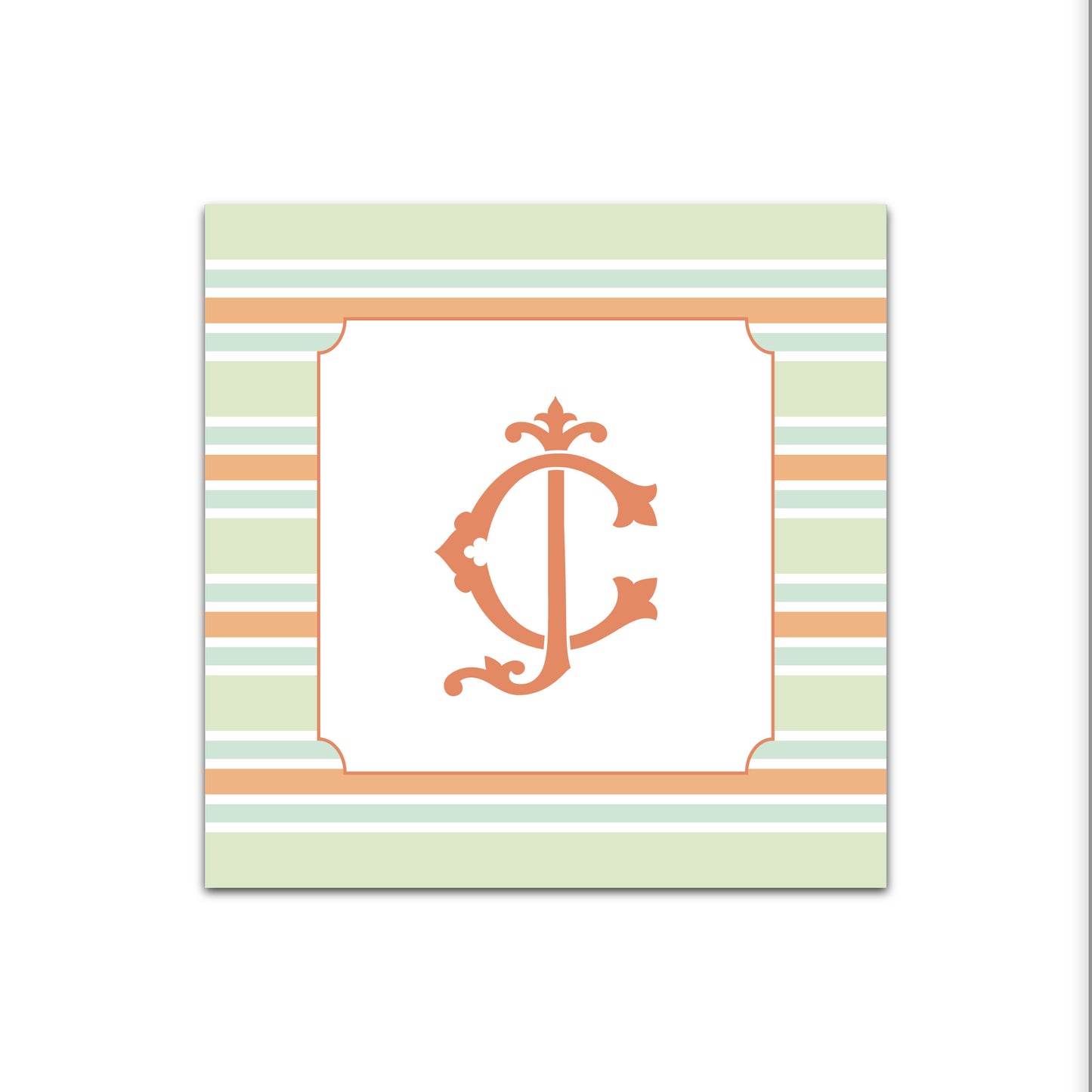 Gift Tag   |    Sticker   |   Mini Stripes with Duogram (Coral & Light Greens)