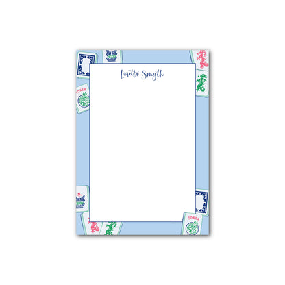 Personalized Notepad   |   Mah Jongg Blue Tiles Border