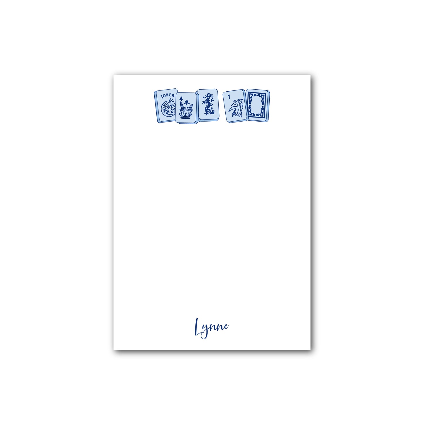 Personalized Notepad   |   Navy and Light Blue Tiles  |   Mah Jongg