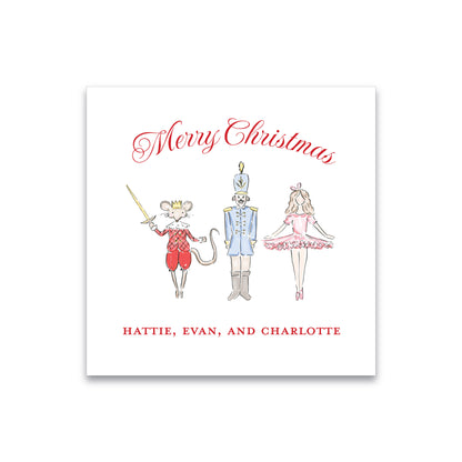 Holiday Gift Tag or Sticker   |     Pastel Nutcracker Trio (Square Tag or Sticker)