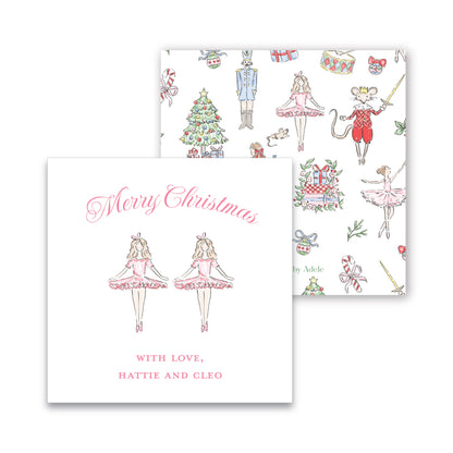 Holiday Gift Tag or Sticker   |     Pastel Nutcracker Pink (Square Tag or Sticker)