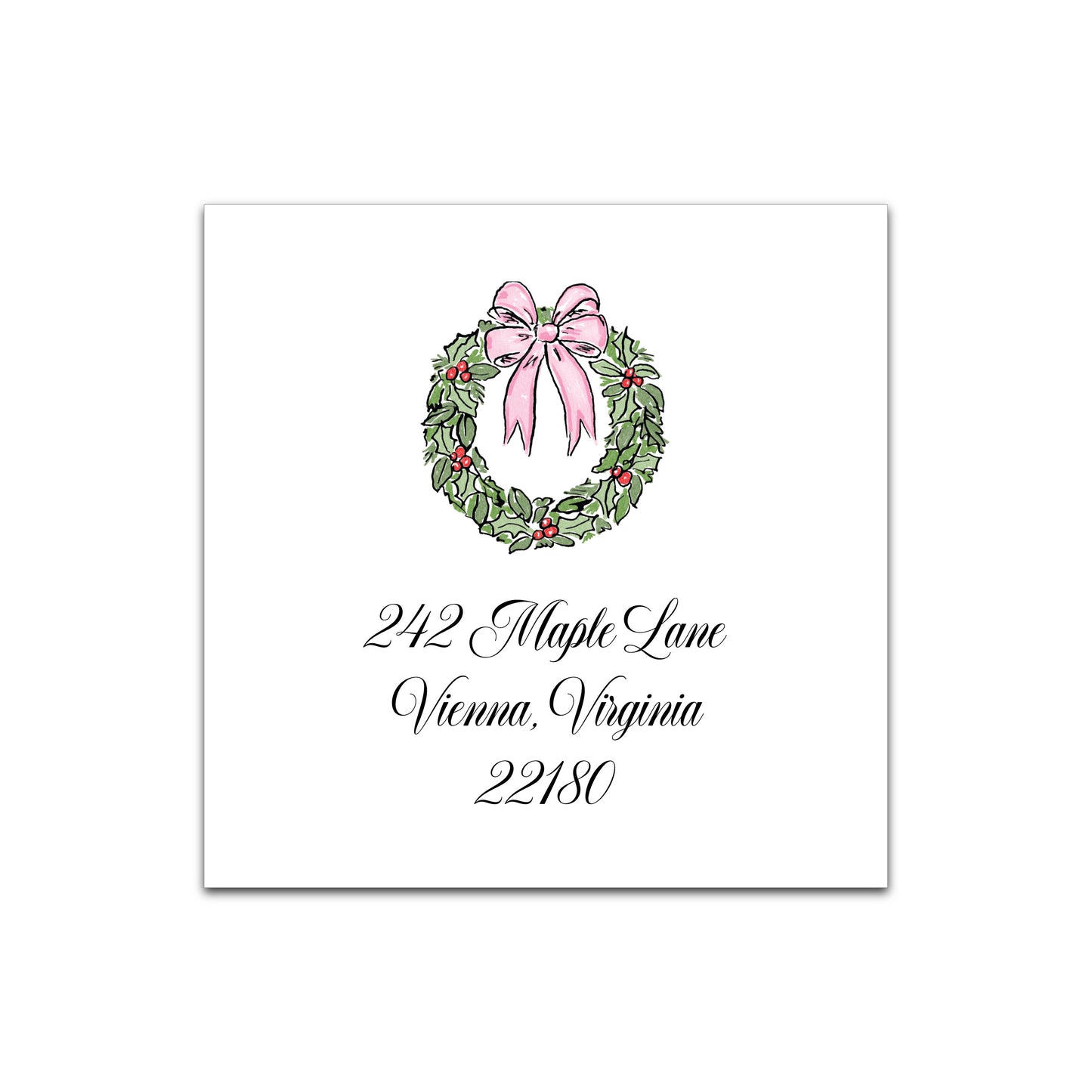 Holiday Address Label   |   Holiday Wreath (Red, Pink, Blue)