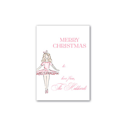 Holiday Gift Tag or Sticker   |     Pastel Nutcracker Pink Ballet 1