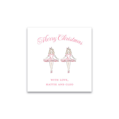 Holiday Gift Tag or Sticker   |     Pastel Nutcracker Pink (Square Tag or Sticker)
