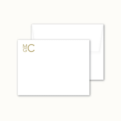 Flat Notecard    |    Stacked Monogram in Copperplate Font