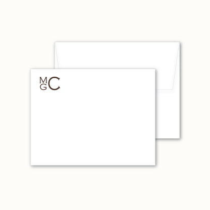 Flat Notecard    |    Stacked Monogram in Copperplate Font