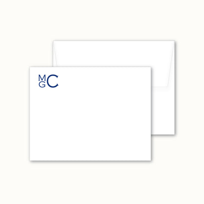 Flat Notecard    |    Stacked Monogram in Copperplate Font