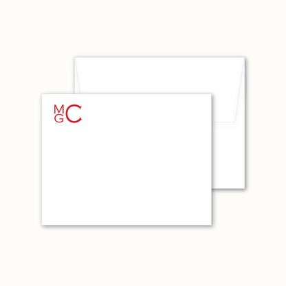 Flat Notecard    |    Stacked Monogram in Copperplate Font