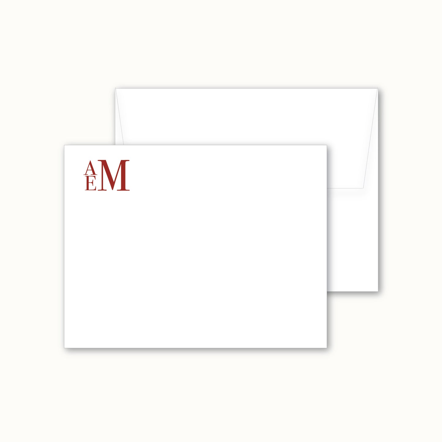 Flat Notecard    |    Stacked Monogram in Traditional Serif Font